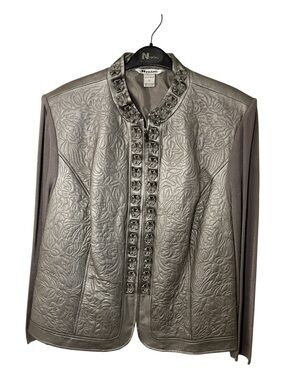 Nygård Collection 3X Genuine Leather Embroidered Jacket Plus Size NWT